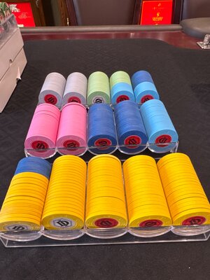 Desert Inn inlaid solid roulettes 298 chips